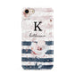 Monogram Pink Blue Striped Watercolour iPhone 8 3D Tough Case on Gold Phone