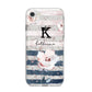 Monogram Pink Blue Striped Watercolour iPhone 8 Bumper Case on Silver iPhone