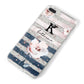 Monogram Pink Blue Striped Watercolour iPhone 8 Plus Bumper Case on Silver iPhone Alternative Image
