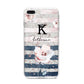 Monogram Pink Blue Striped Watercolour iPhone 8 Plus Bumper Case on Silver iPhone