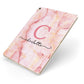 Monogram Pink Gold Agate with Text Apple iPad Case on Gold iPad Side View