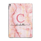 Monogram Pink Gold Agate with Text Apple iPad Grey Case