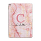 Monogram Pink Gold Agate with Text Apple iPad Rose Gold Case