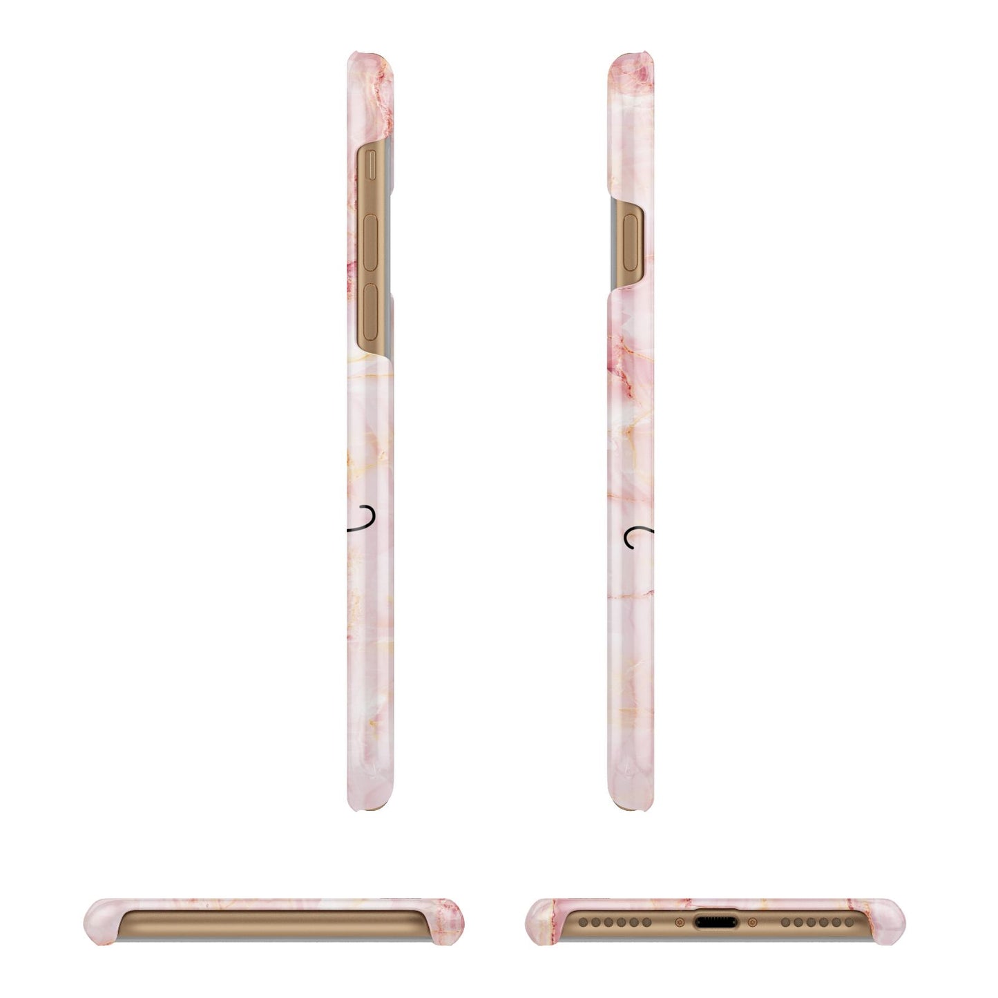 Monogram Pink Gold Agate with Text Apple iPhone 7 8 3D Wrap Snap Case Angled Images