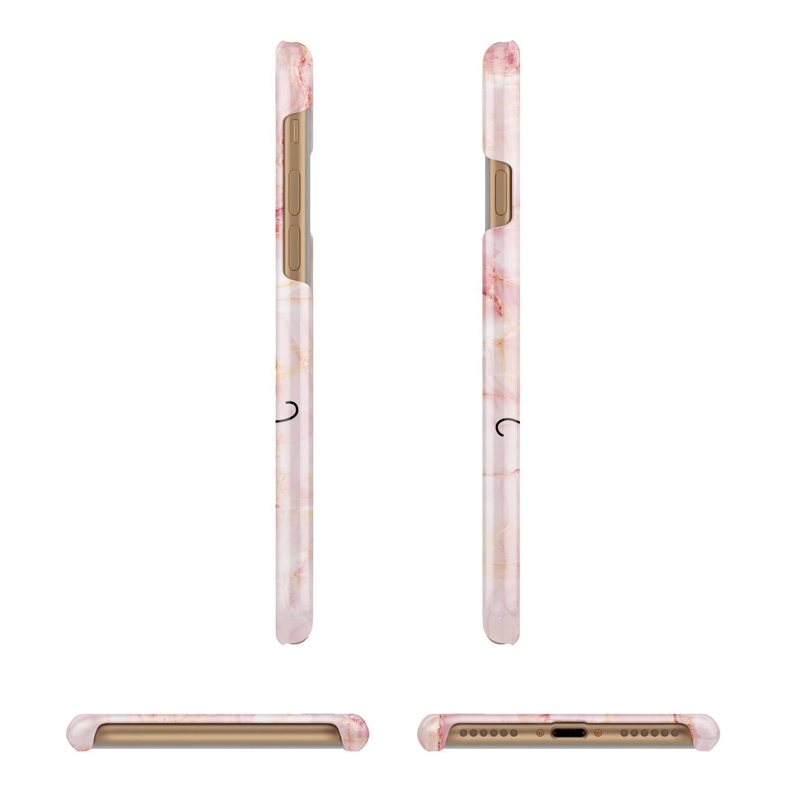 Monogram Pink Gold Agate with Text Apple iPhone 7 8 3D Wrap Snap Case Angled Images