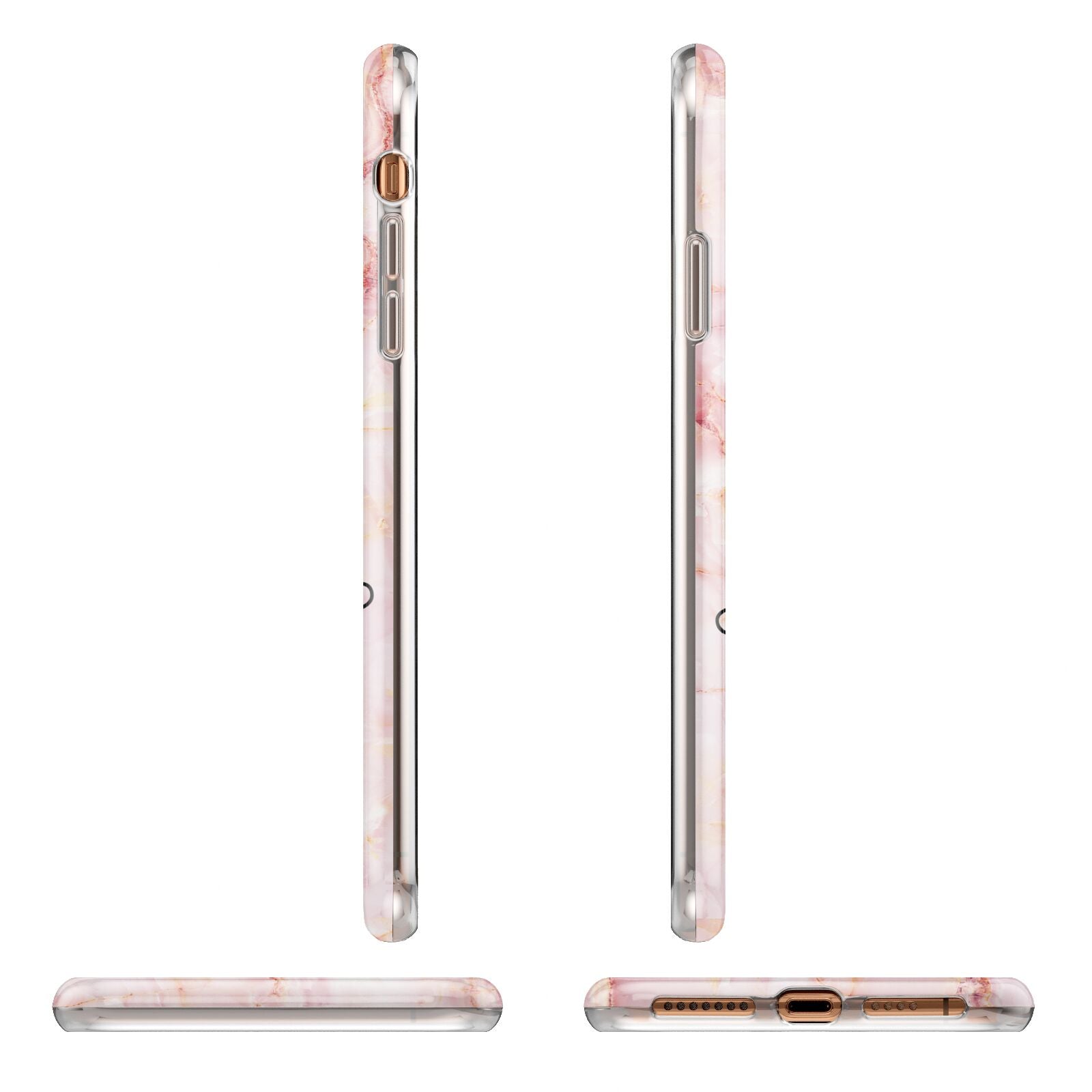 Monogram Pink Gold Agate with Text Apple iPhone XS Max 3D Wrap Tough Case Alternative Image Angles