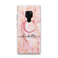 Monogram Pink Gold Agate with Text Huawei Mate 20 Phone Case