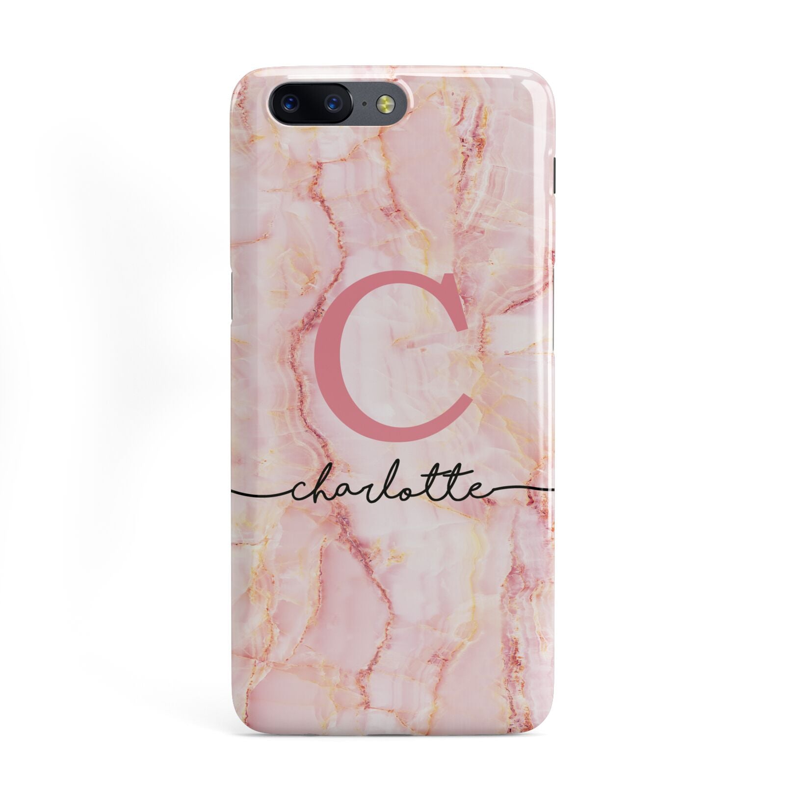Monogram Pink Gold Agate with Text OnePlus Case
