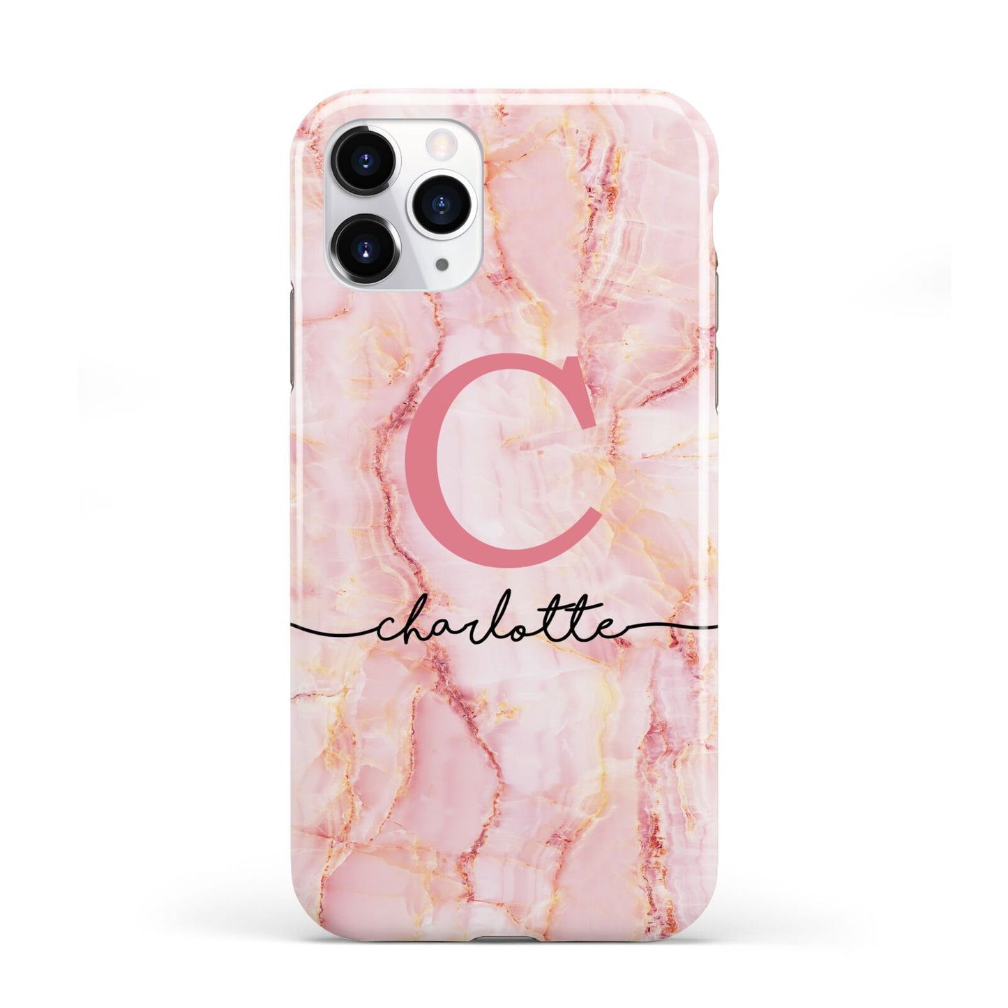 Monogram Pink Gold Agate with Text iPhone 11 Pro 3D Tough Case
