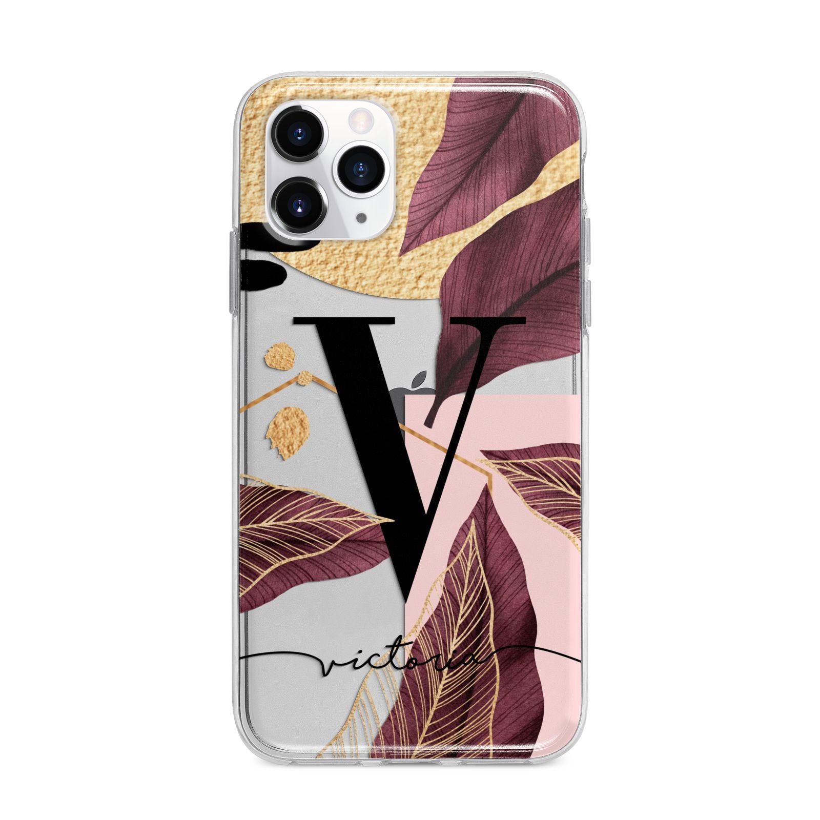 Monogram Tropical Leaves Apple iPhone 11 Pro in Silver with Bumper Case