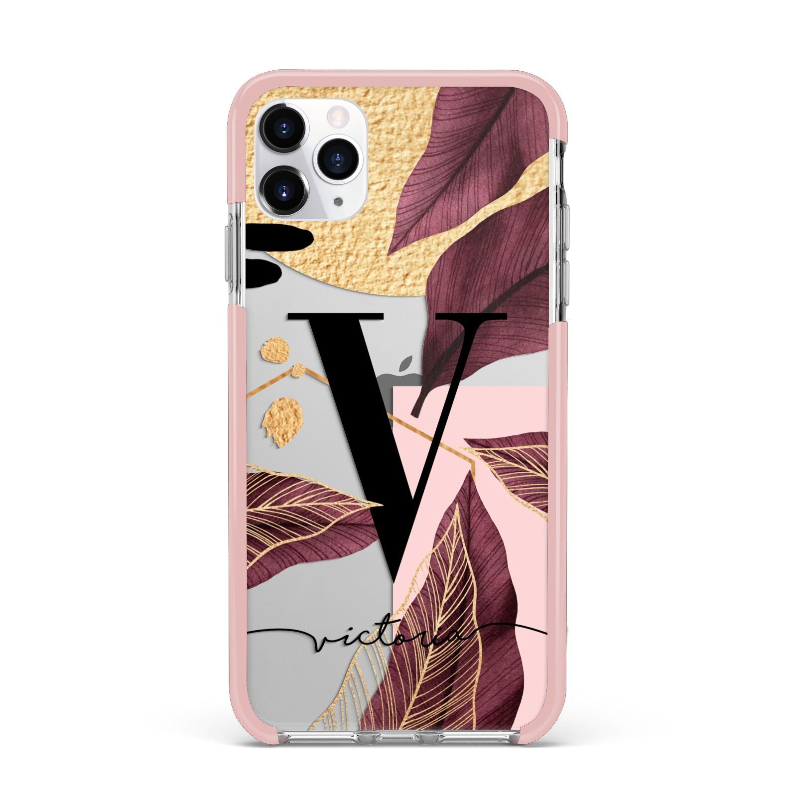 Monogram Tropical Leaves iPhone 11 Pro Max Impact Pink Edge Case