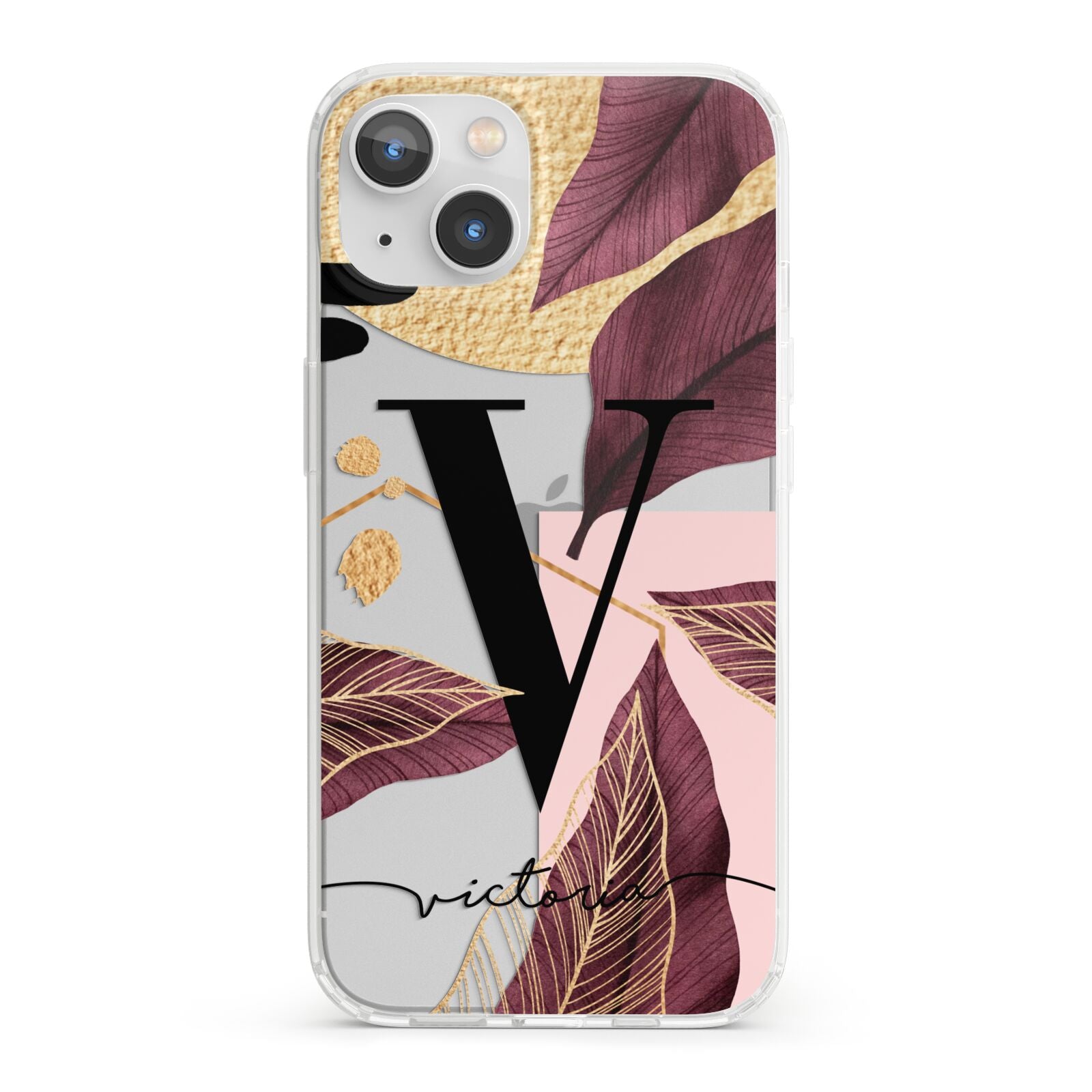 Monogram Tropical Leaves iPhone 13 Clear Bumper Case