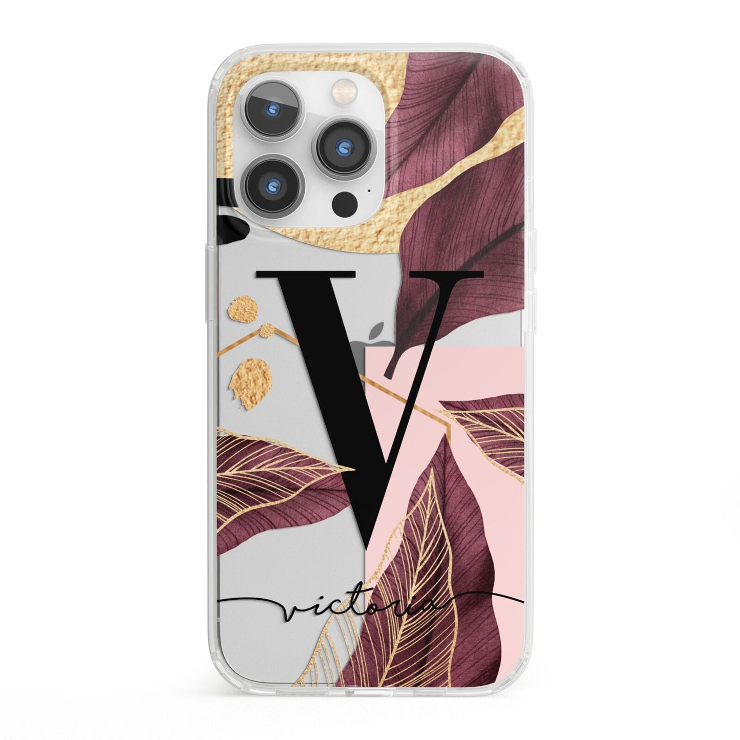 Monogram Tropical Leaves iPhone 13 Pro Clear Bumper Case