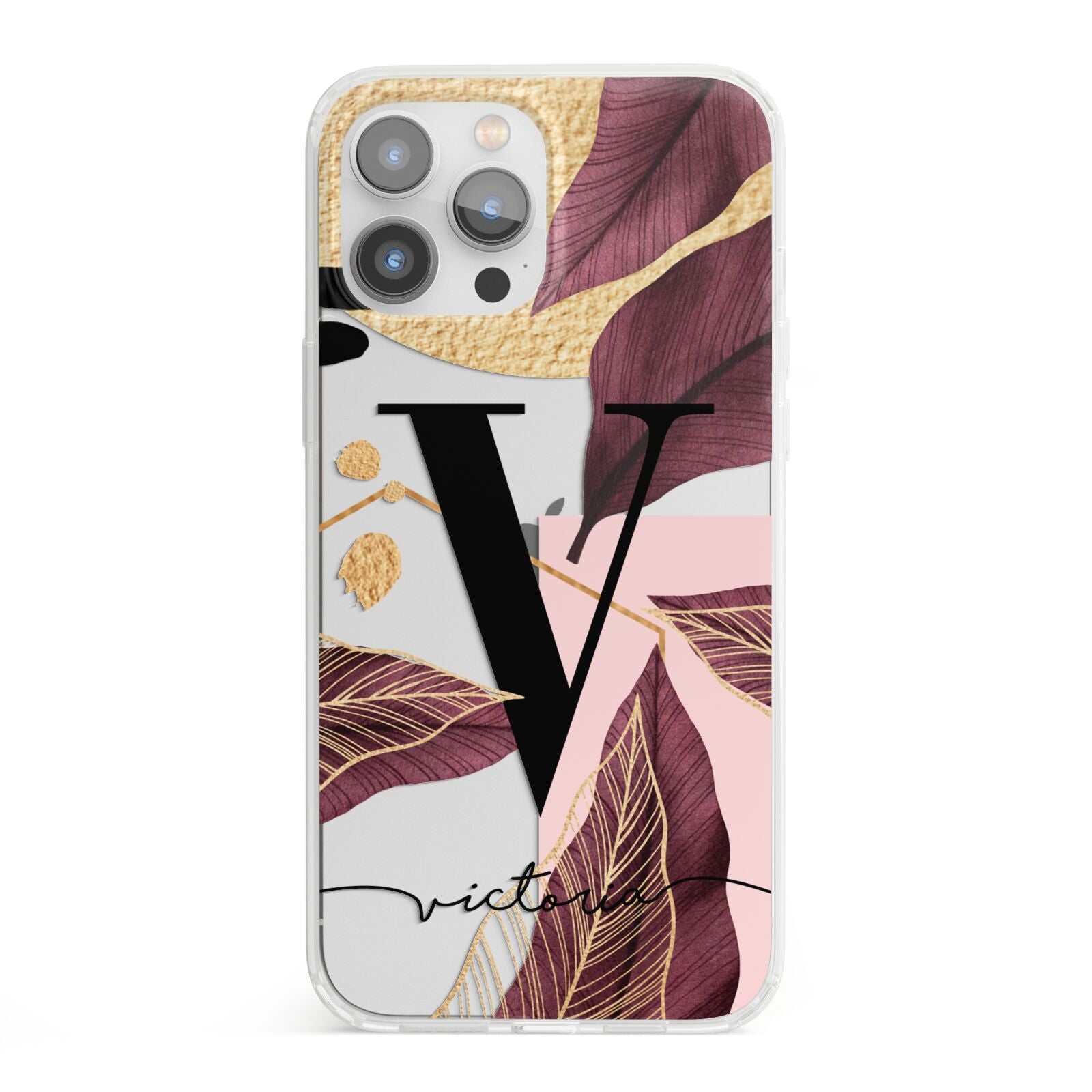 Monogram Tropical Leaves iPhone 13 Pro Max Clear Bumper Case