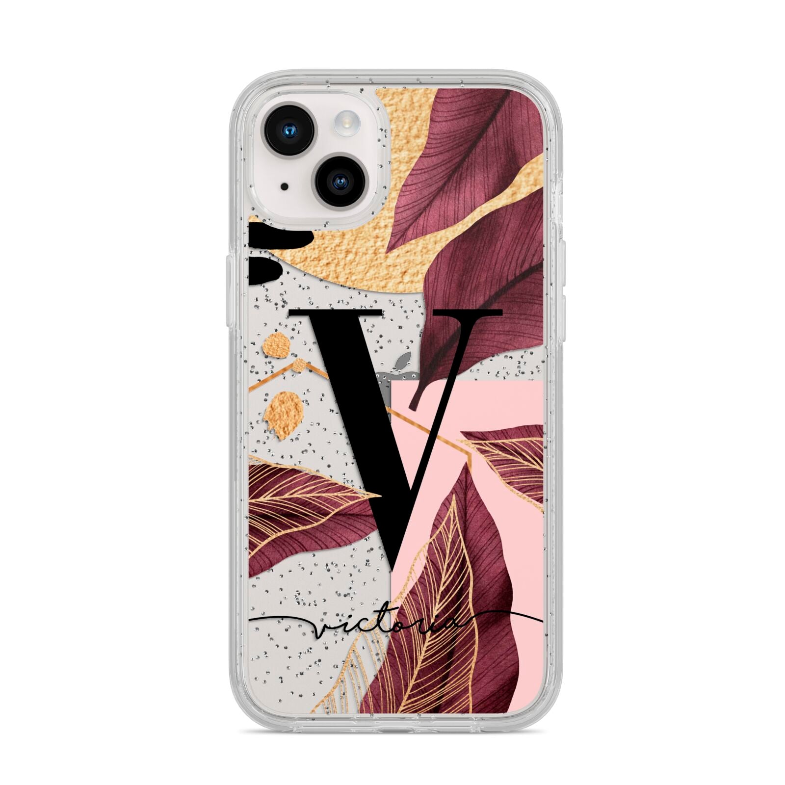 Monogram Tropical Leaves iPhone 14 Plus Glitter Tough Case Starlight