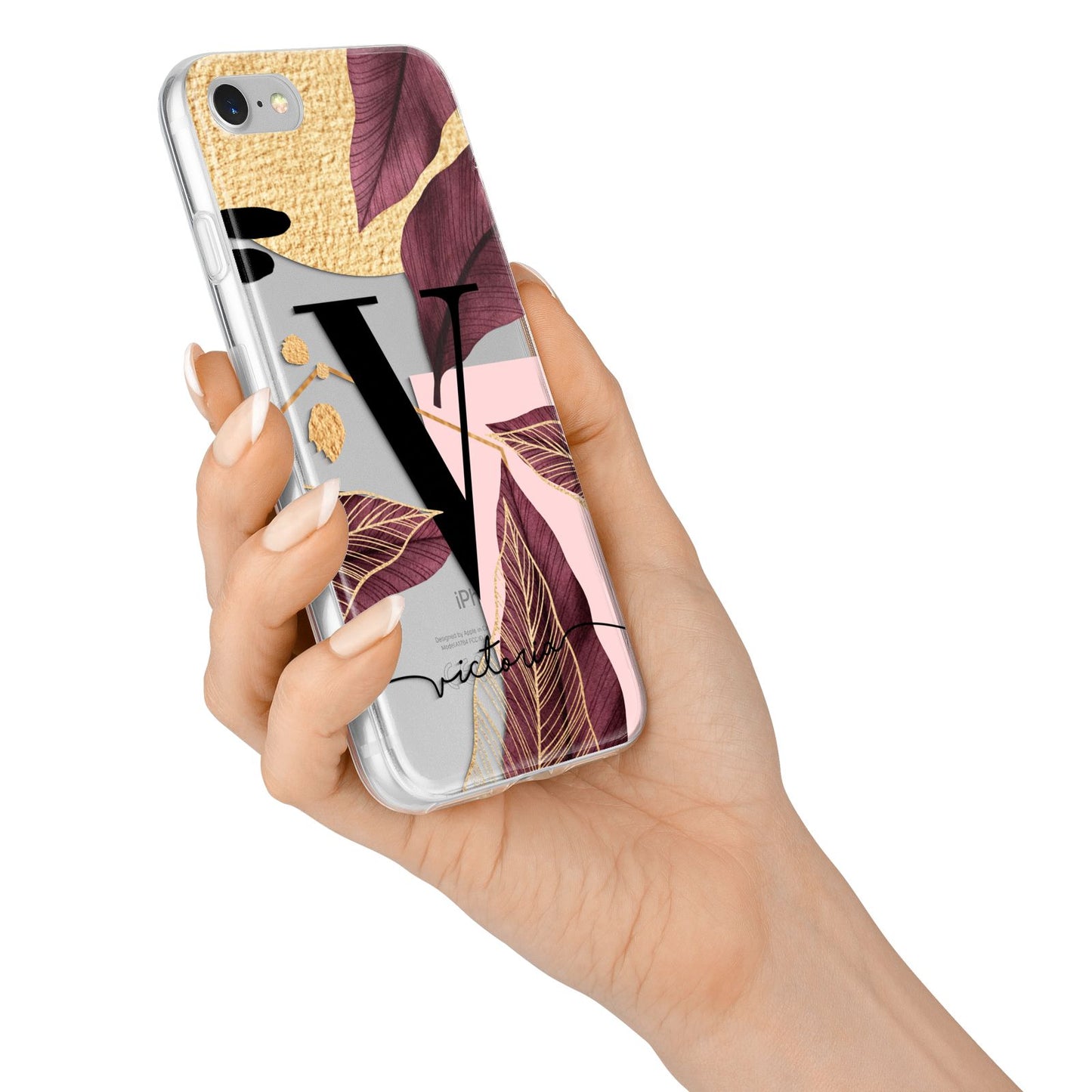 Monogram Tropical Leaves iPhone 7 Bumper Case on Silver iPhone Alternative Image