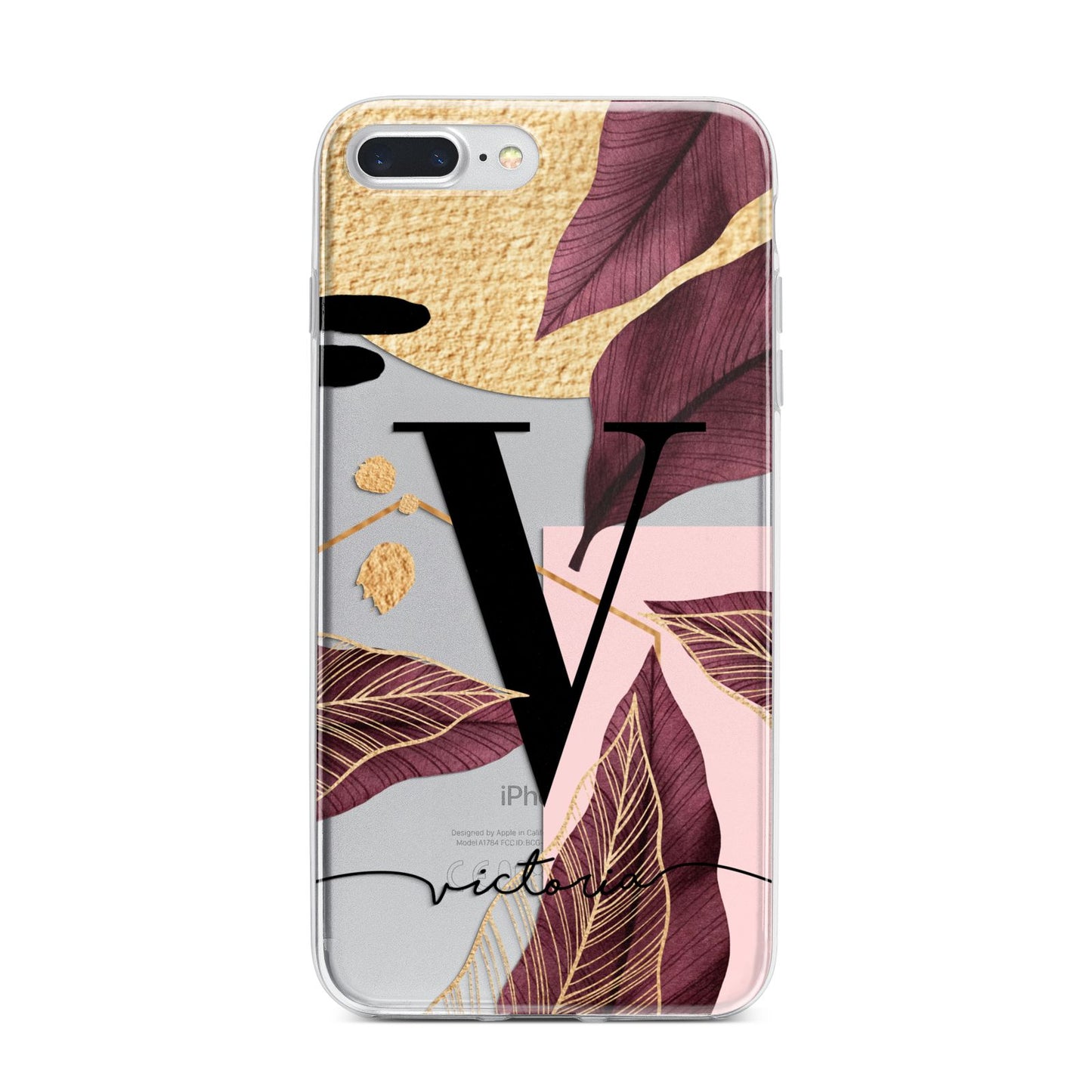 Monogram Tropical Leaves iPhone 7 Plus Bumper Case on Silver iPhone