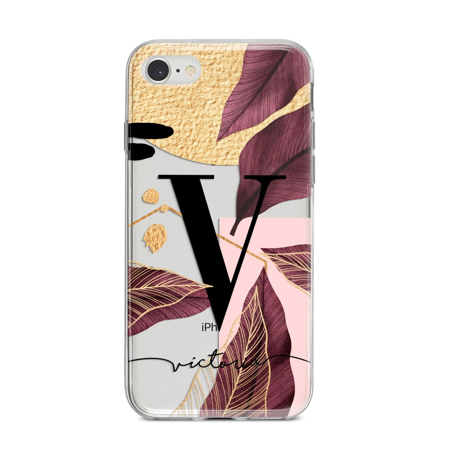 Monogram Tropical Leaves iPhone 8 Bumper Case on Silver iPhone