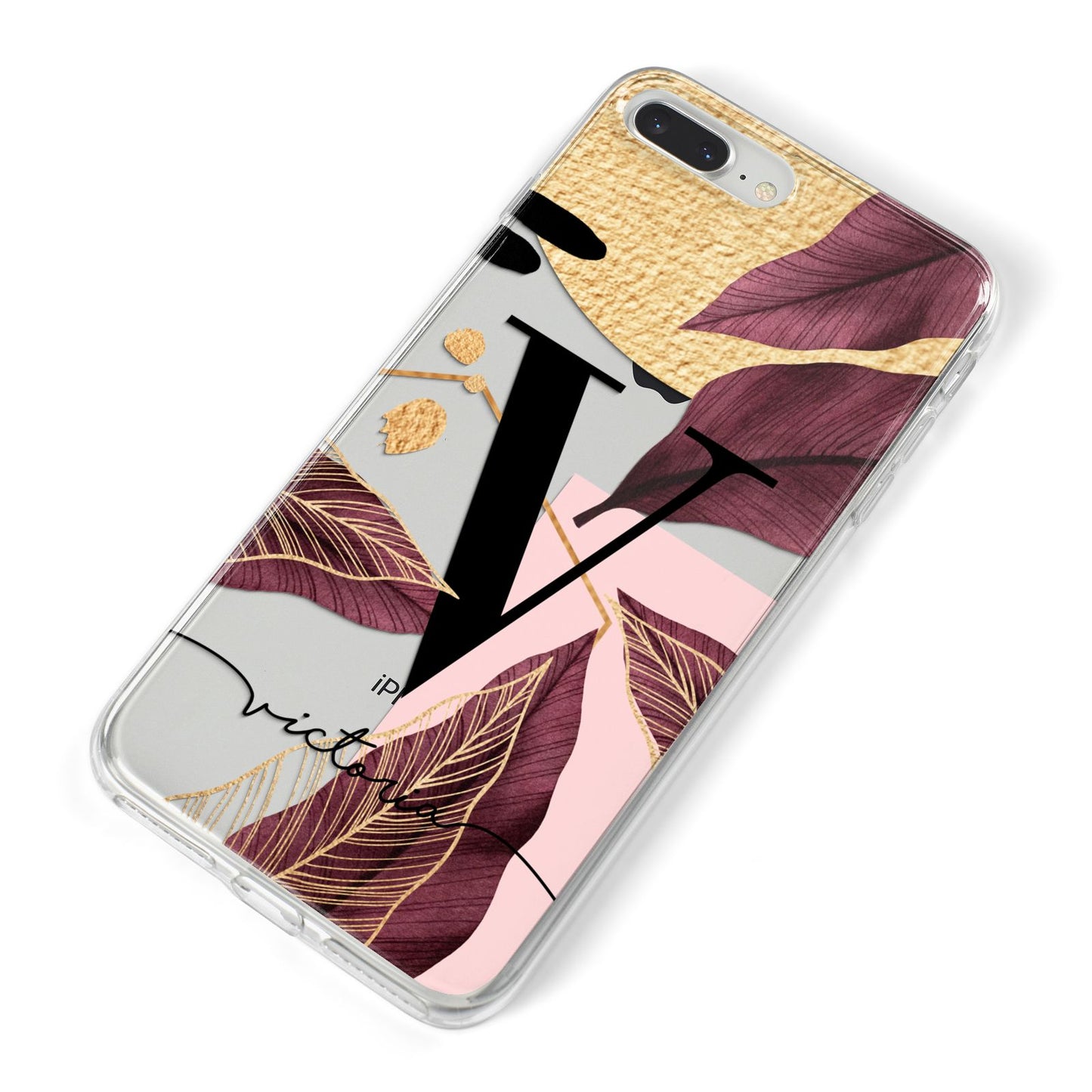 Monogram Tropical Leaves iPhone 8 Plus Bumper Case on Silver iPhone Alternative Image