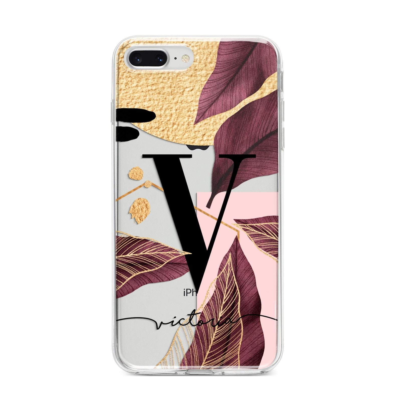 Monogram Tropical Leaves iPhone 8 Plus Bumper Case on Silver iPhone