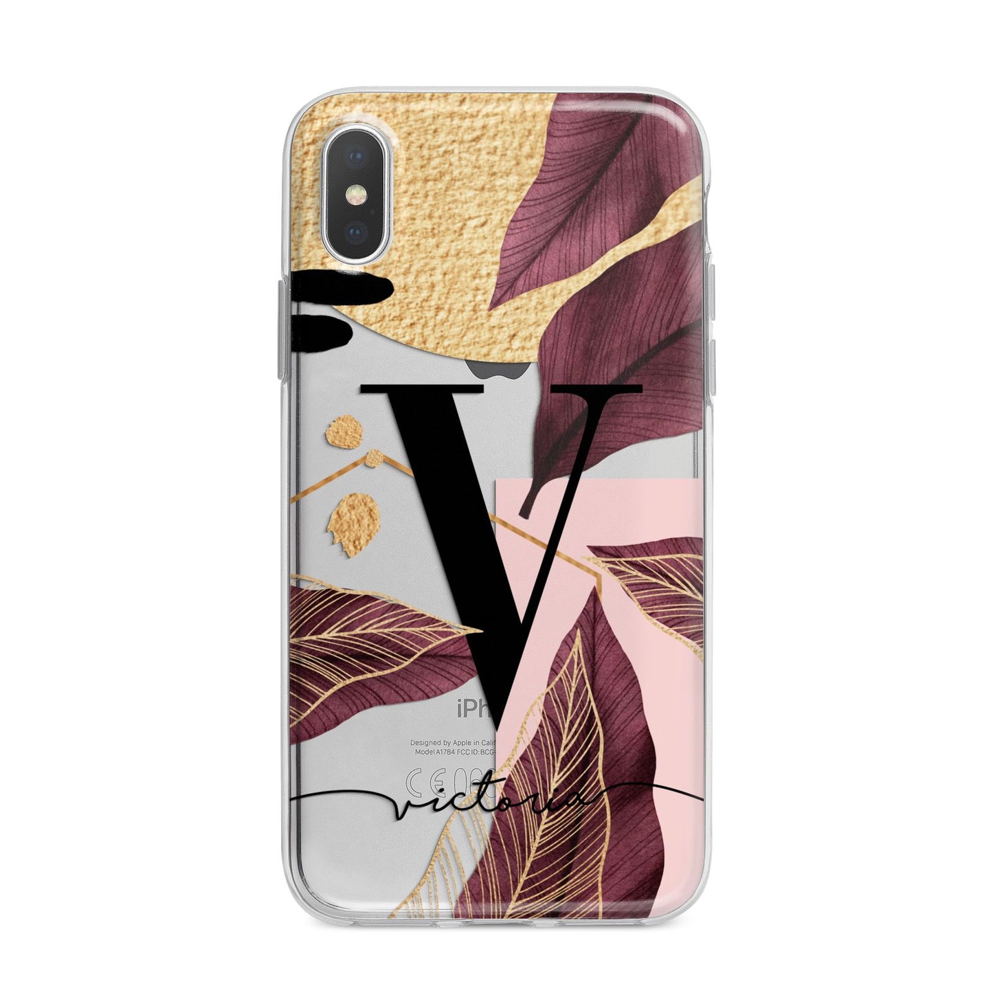 Monogram Tropical Leaves iPhone X Bumper Case on Silver iPhone Alternative Image 1