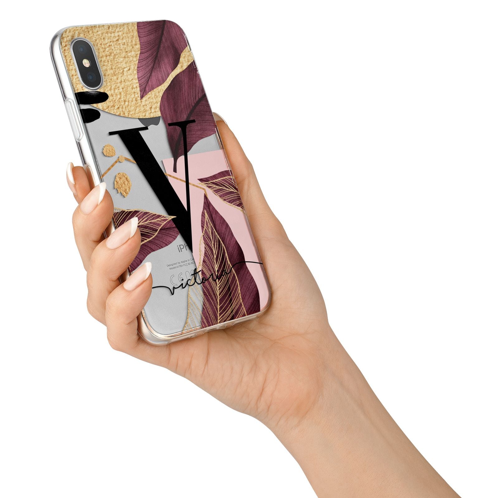 Monogram Tropical Leaves iPhone X Bumper Case on Silver iPhone Alternative Image 2