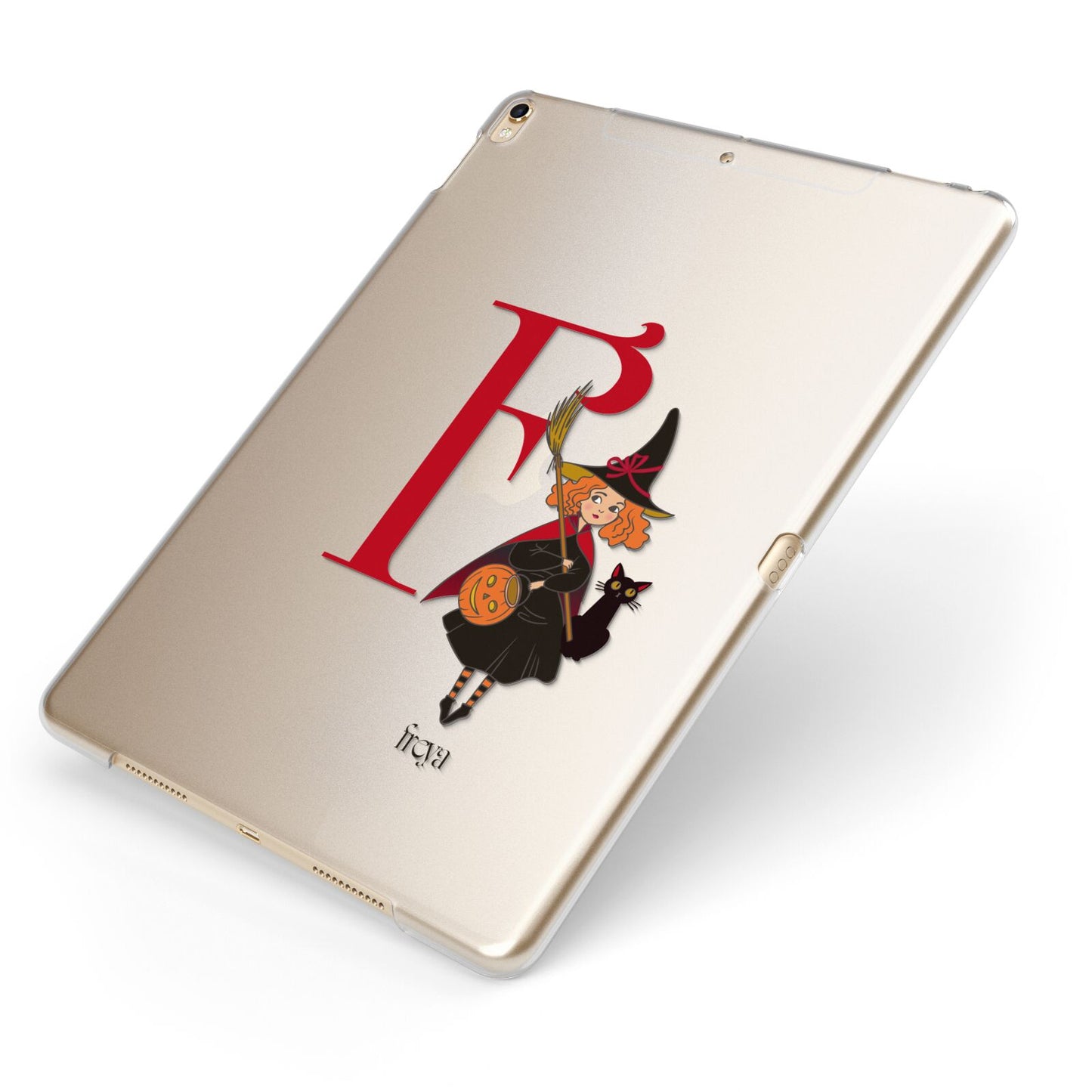 Monogram Witch Apple iPad Case on Gold iPad Side View