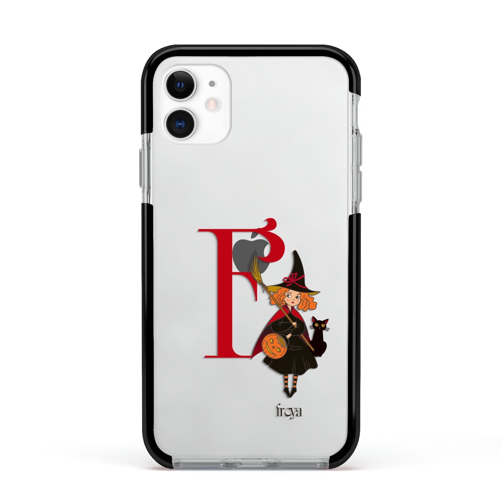 Monogram Witch Apple iPhone 11 in White with Black Impact Case