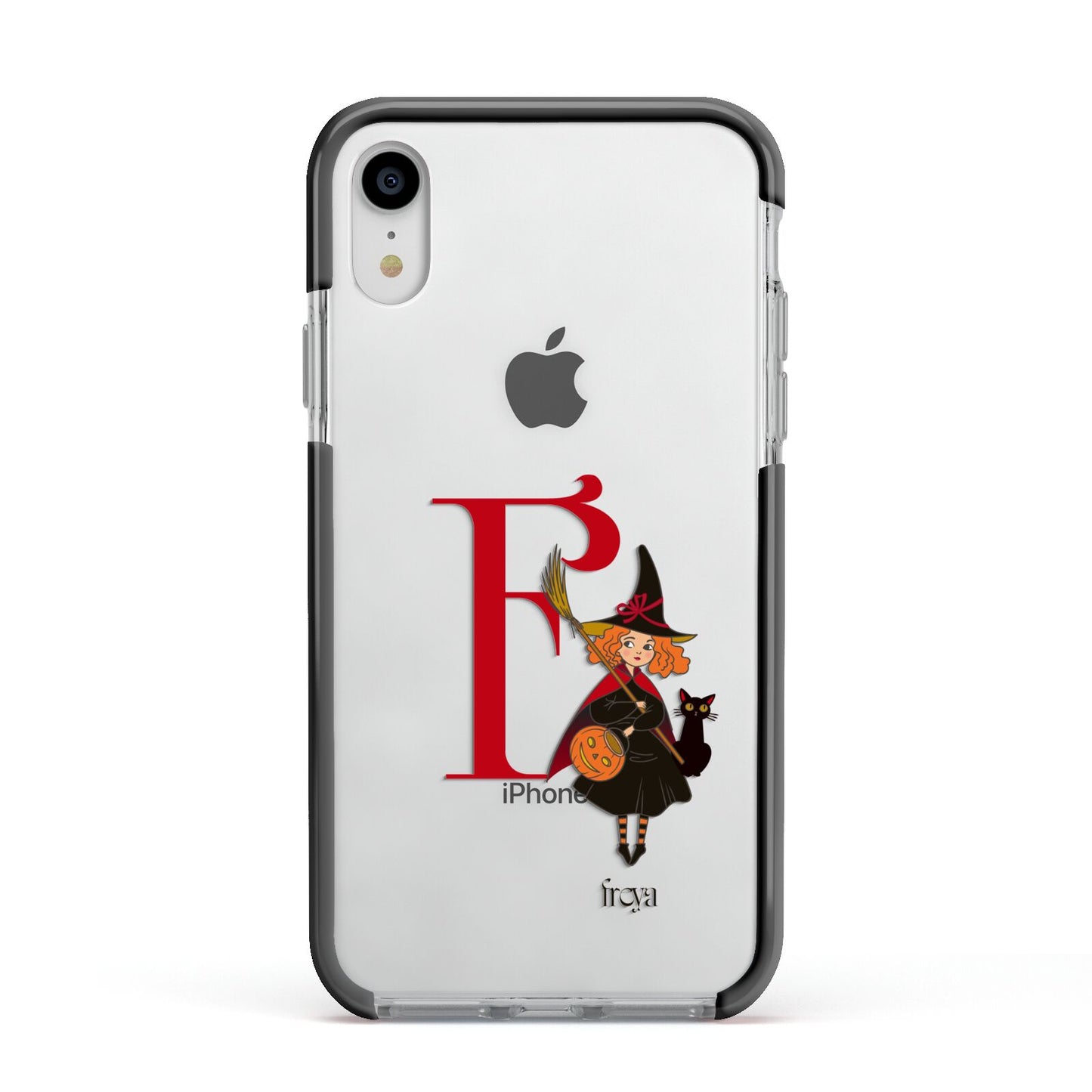 Monogram Witch Apple iPhone XR Impact Case Black Edge on Silver Phone