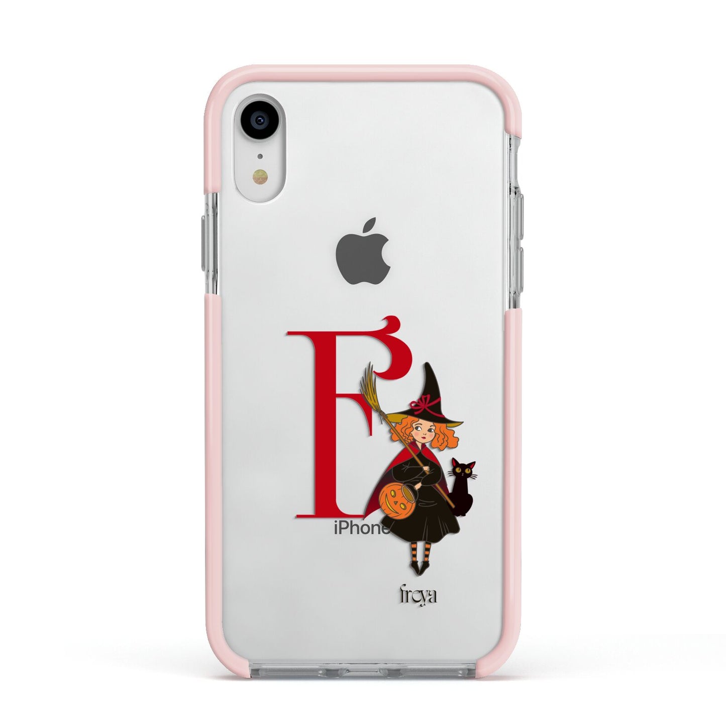 Monogram Witch Apple iPhone XR Impact Case Pink Edge on Silver Phone