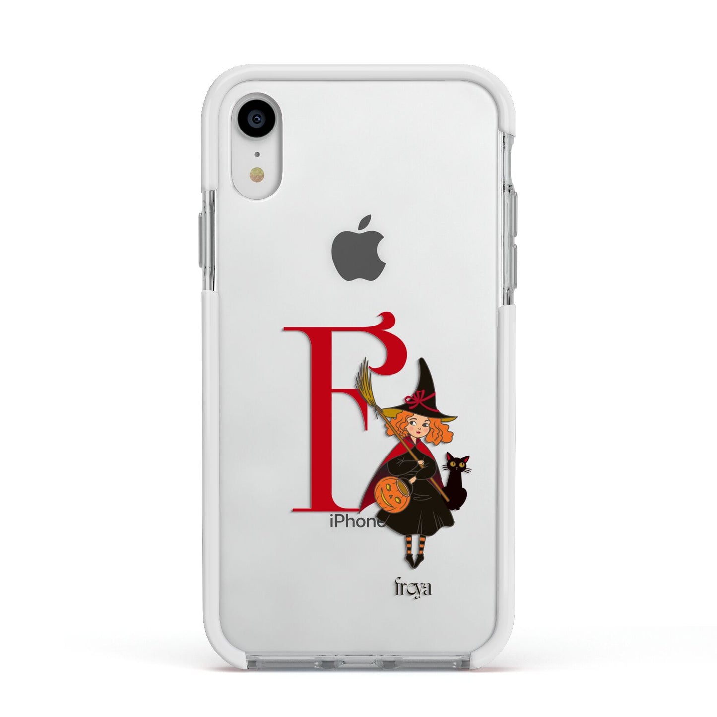 Monogram Witch Apple iPhone XR Impact Case White Edge on Silver Phone