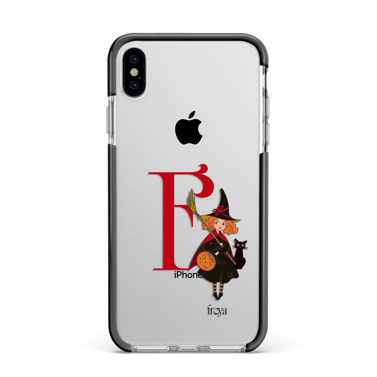 Monogram Witch Apple iPhone Xs Max Impact Case Black Edge on Silver Phone