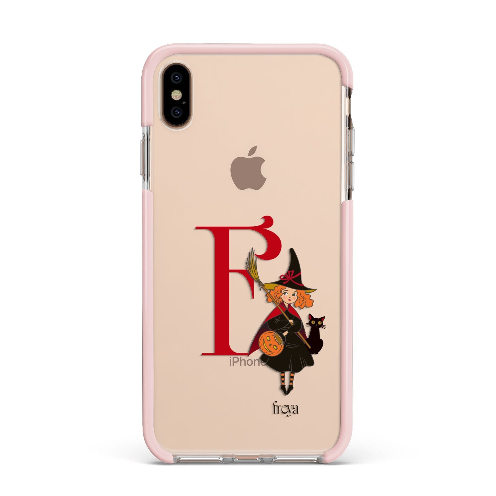 Monogram Witch Apple iPhone Xs Max Impact Case Pink Edge on Gold Phone