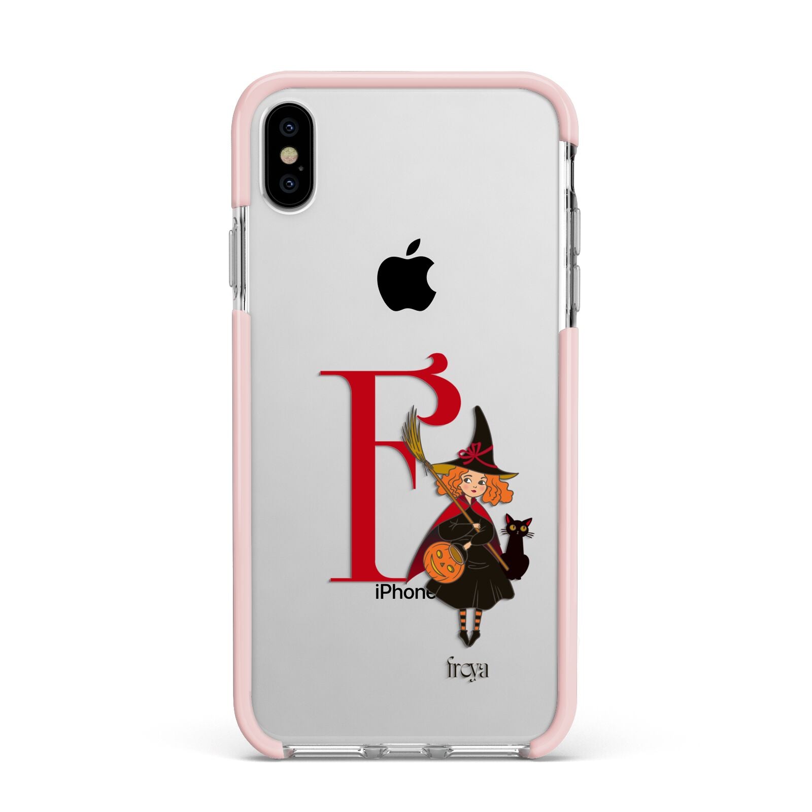 Monogram Witch Apple iPhone Xs Max Impact Case Pink Edge on Silver Phone