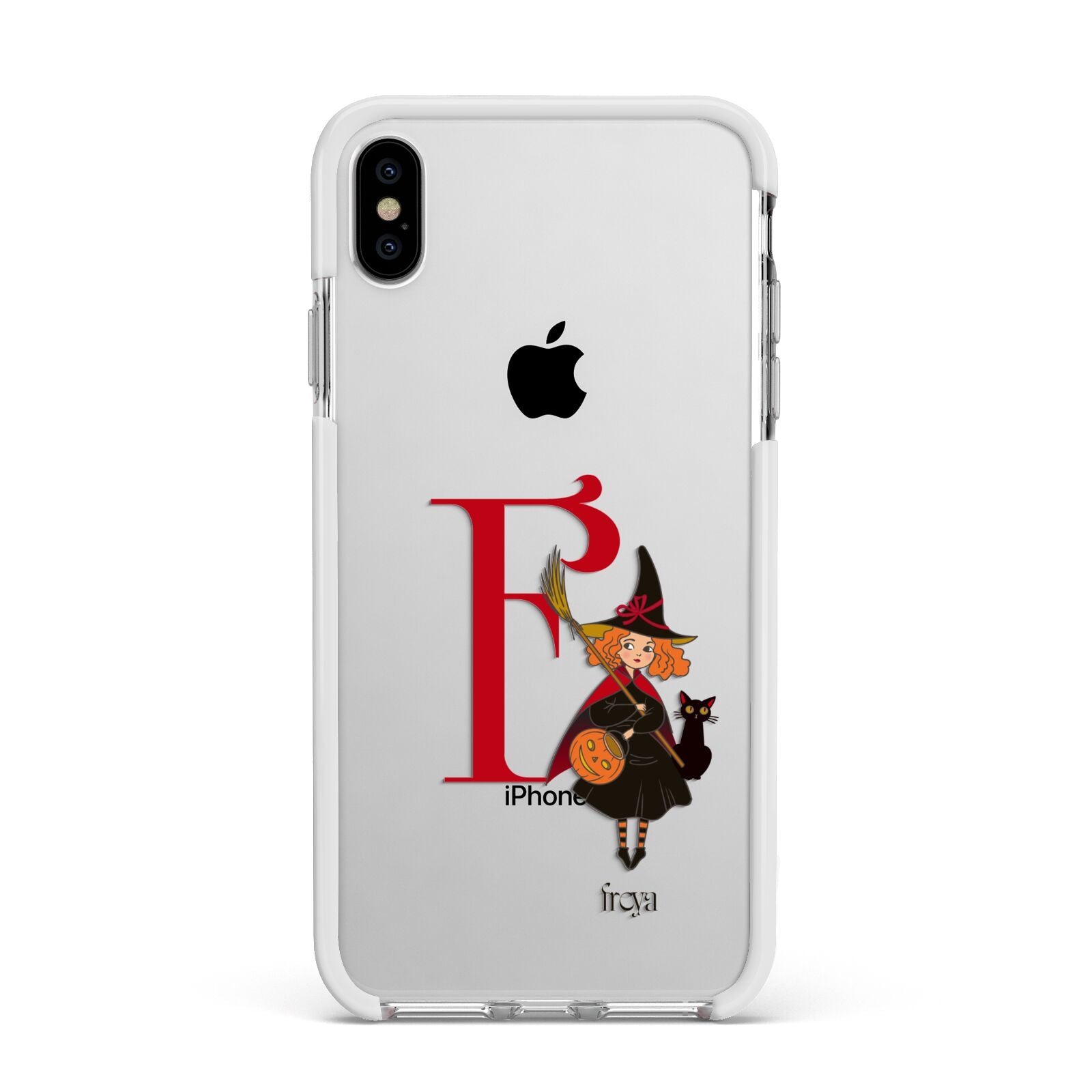Monogram Witch Apple iPhone Xs Max Impact Case White Edge on Silver Phone