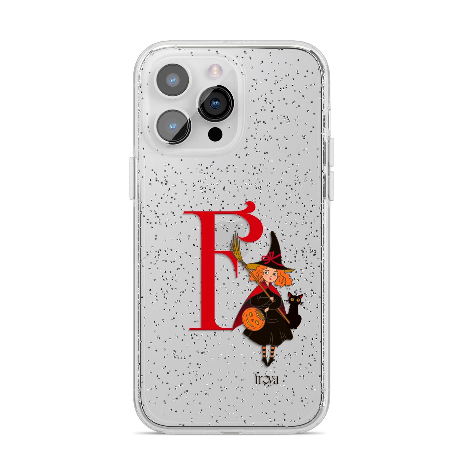 Monogram Witch iPhone 14 Pro Max Glitter Tough Case Silver