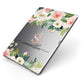 Monogrammed Floral Roses Apple iPad Case on Grey iPad Side View