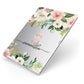 Monogrammed Floral Roses Apple iPad Case on Silver iPad Side View