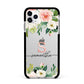 Monogrammed Floral Roses Apple iPhone 11 Pro Max in Silver with Black Impact Case