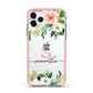 Monogrammed Floral Roses Apple iPhone 11 Pro in Silver with Pink Impact Case
