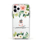 Monogrammed Floral Roses Apple iPhone 11 Pro in Silver with White Impact Case