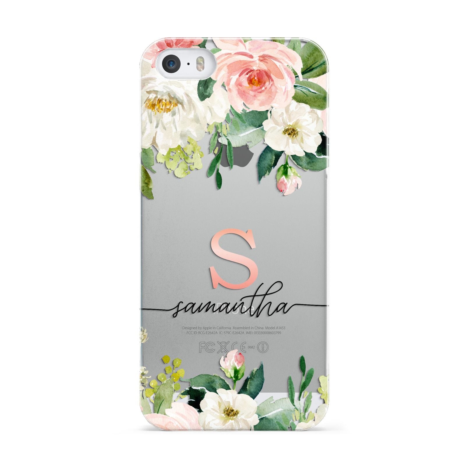 Monogrammed Floral Roses Apple iPhone 5 Case