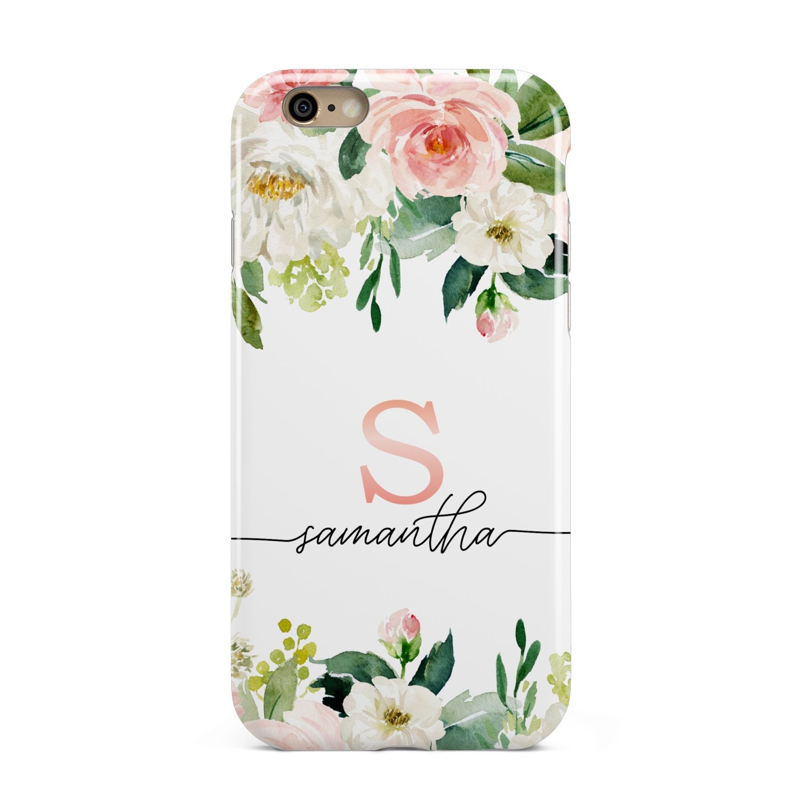 Monogrammed Floral Roses Apple iPhone 6 3D Tough Case