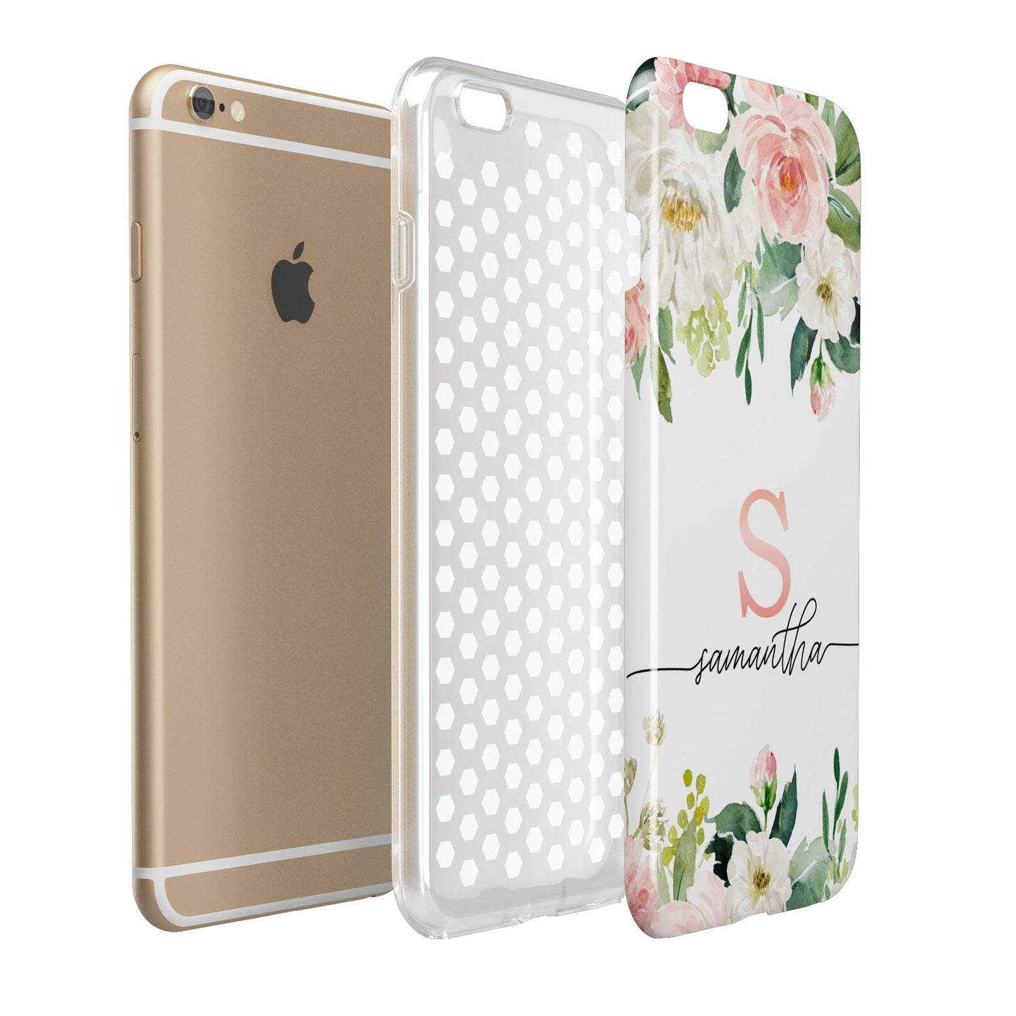 Monogrammed Floral Roses Apple iPhone 6 Plus 3D Tough Case