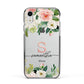 Monogrammed Floral Roses Apple iPhone XR Impact Case Black Edge on Silver Phone