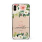 Monogrammed Floral Roses Apple iPhone Xs Max Impact Case Black Edge on Gold Phone