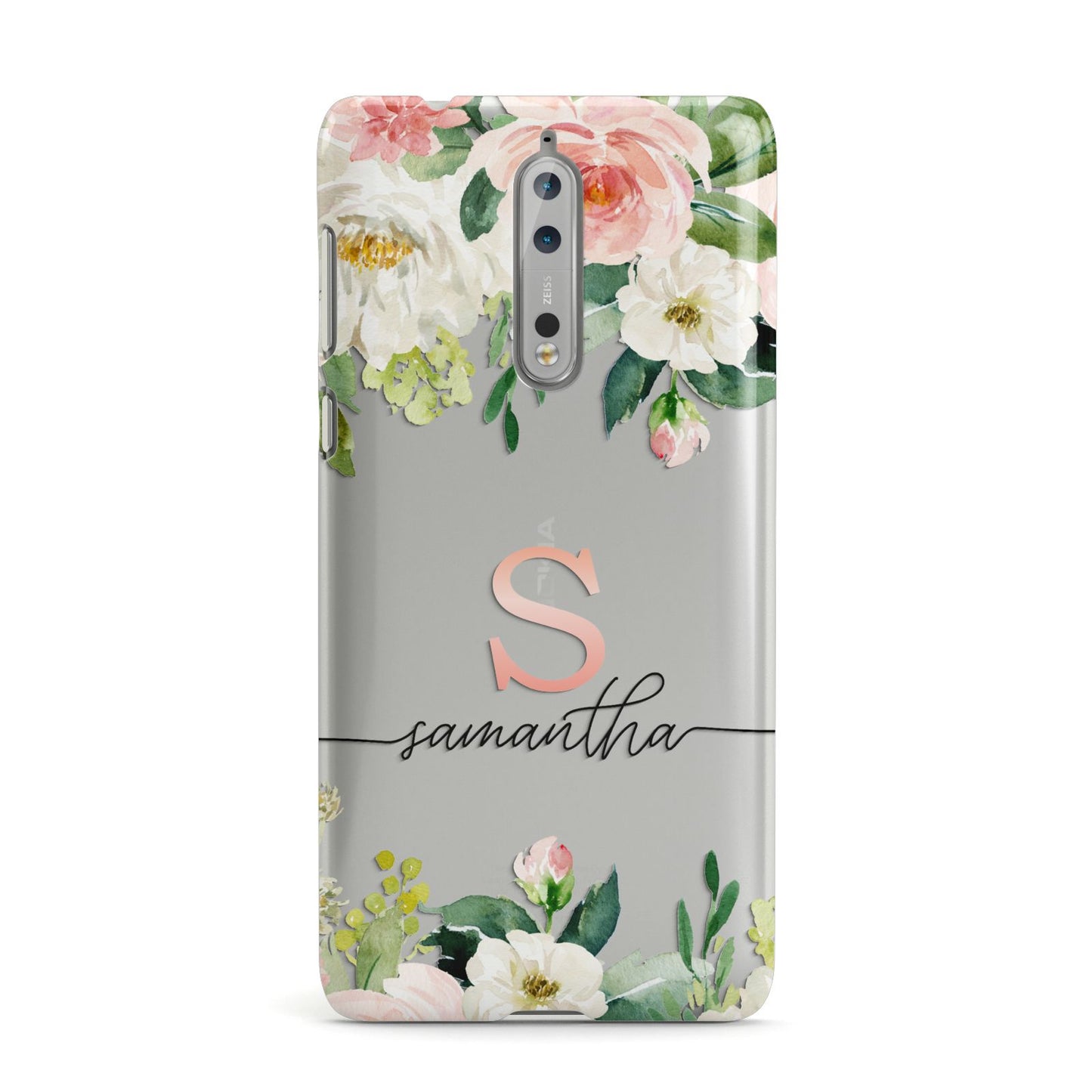 Monogrammed Floral Roses Nokia Case