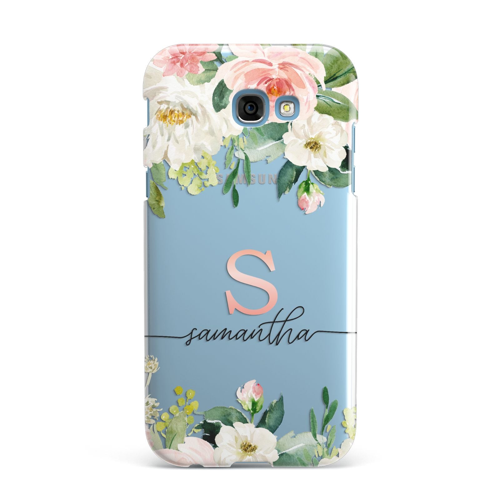 Monogrammed Floral Roses Samsung Galaxy A7 2017 Case