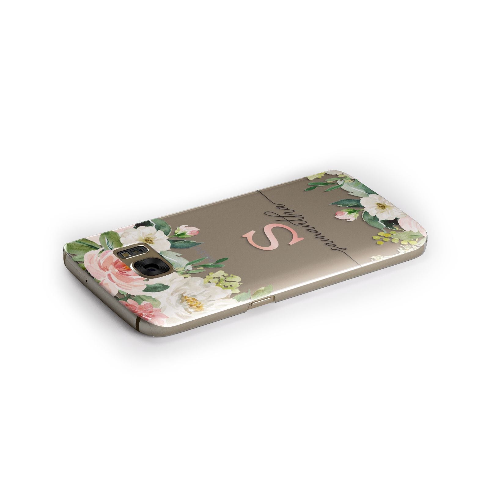 Monogrammed Floral Roses Samsung Galaxy Case Side Close Up