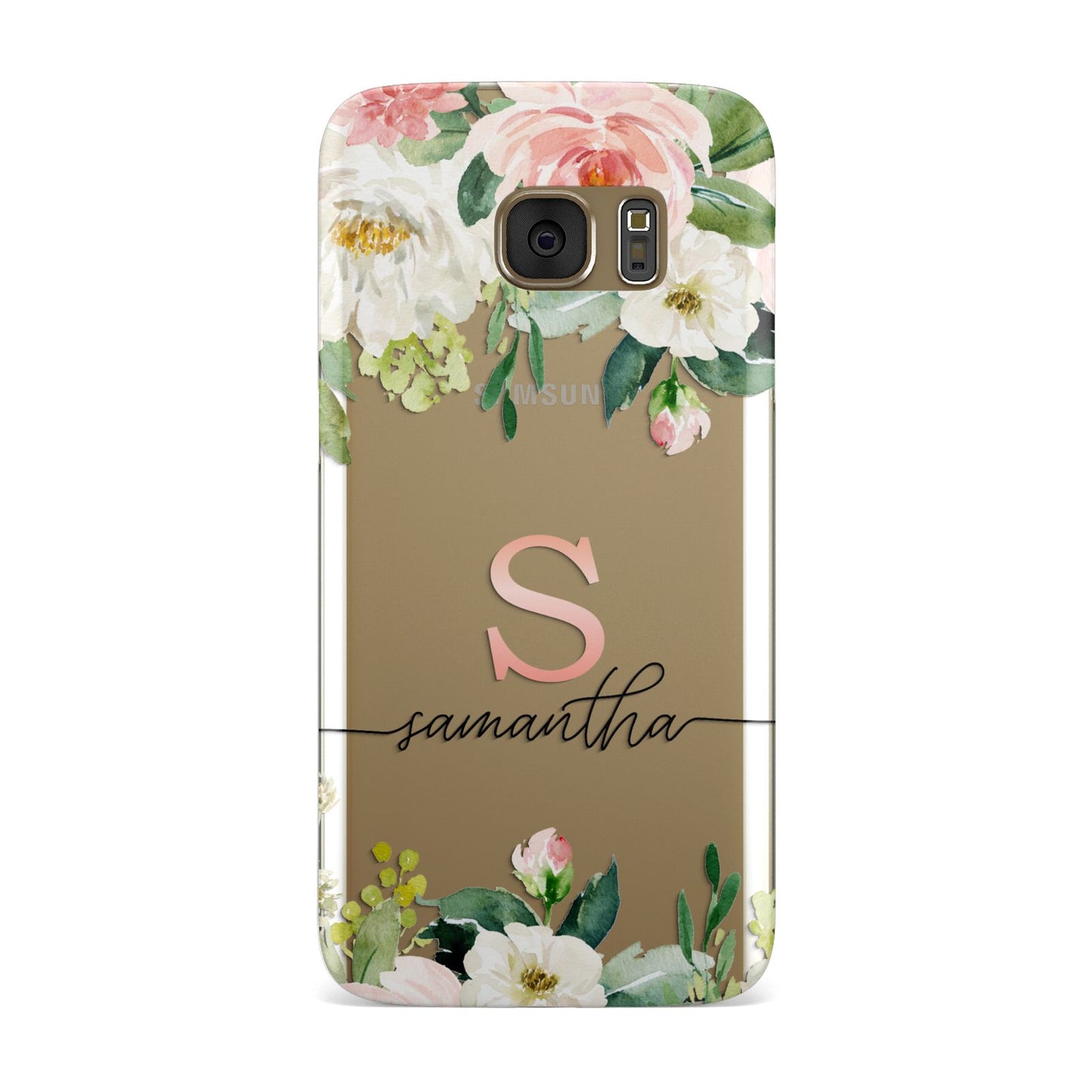 Monogrammed Floral Roses Samsung Galaxy Case